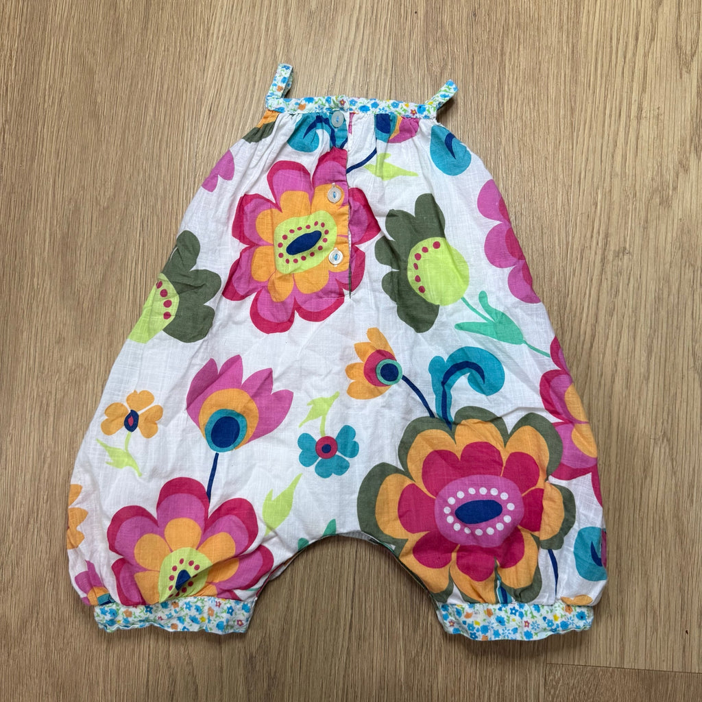 Bambiola Baby Girl Floral Bubble Romper – Blue Ruffle Neckline Size 18-24 Months