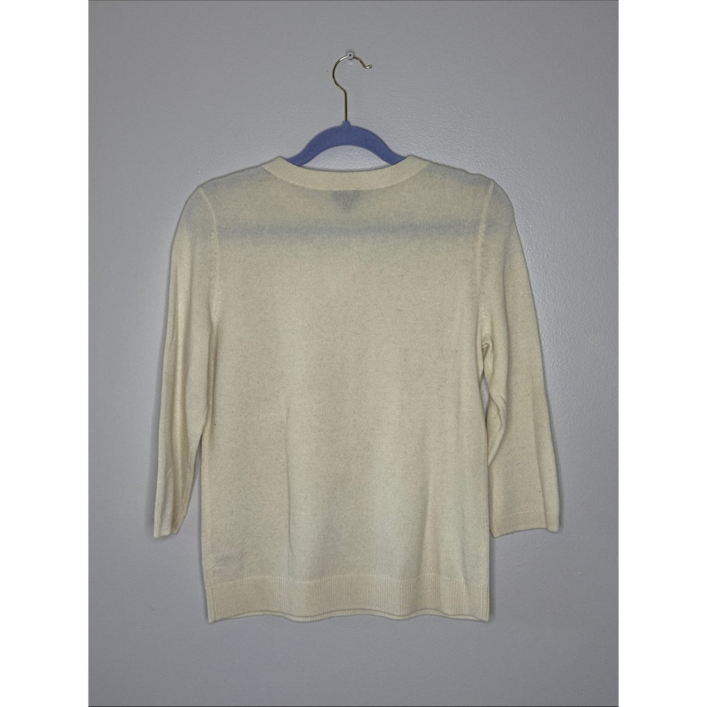 Talbots Cream Crewneck Cashmere Sweater Size Medium