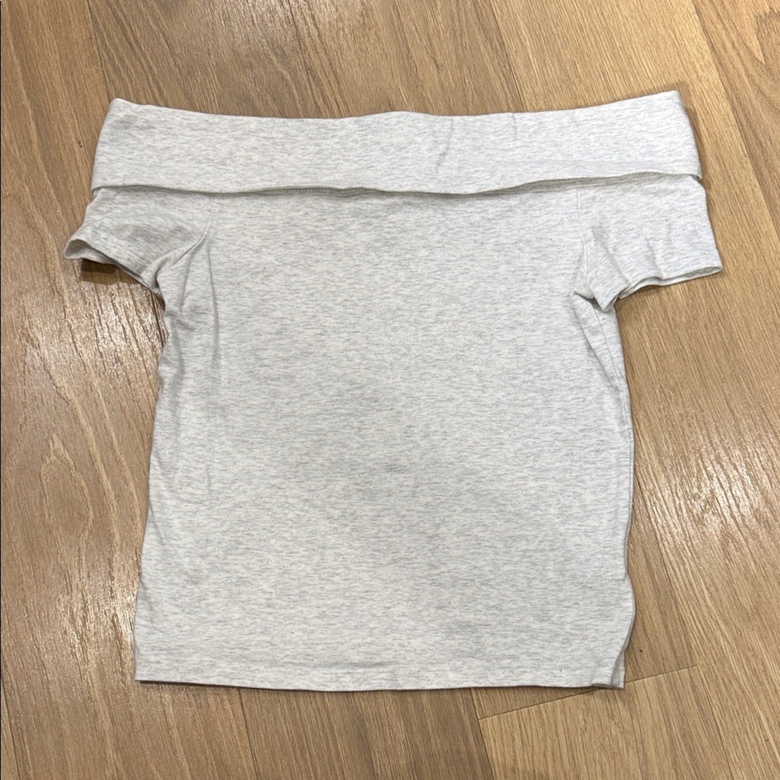 American Eagle Outfitters Heather Gray Off Shoulder Short Sleeve Top Medium