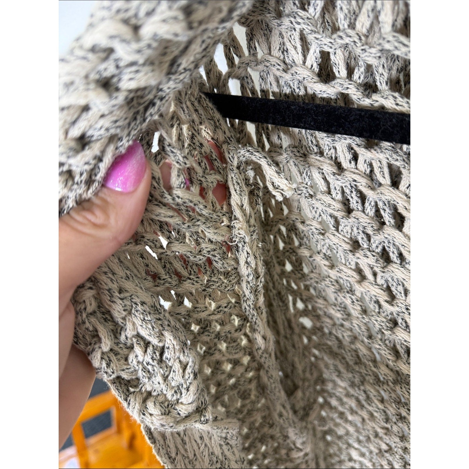 White + Warren Open Knit Hooded Cardigan in Oatmeal Size XL