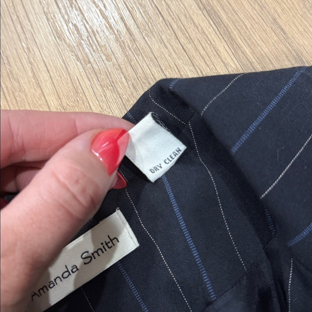 Amanda Smith Button Front Black Pinstripe Blazer Size 16