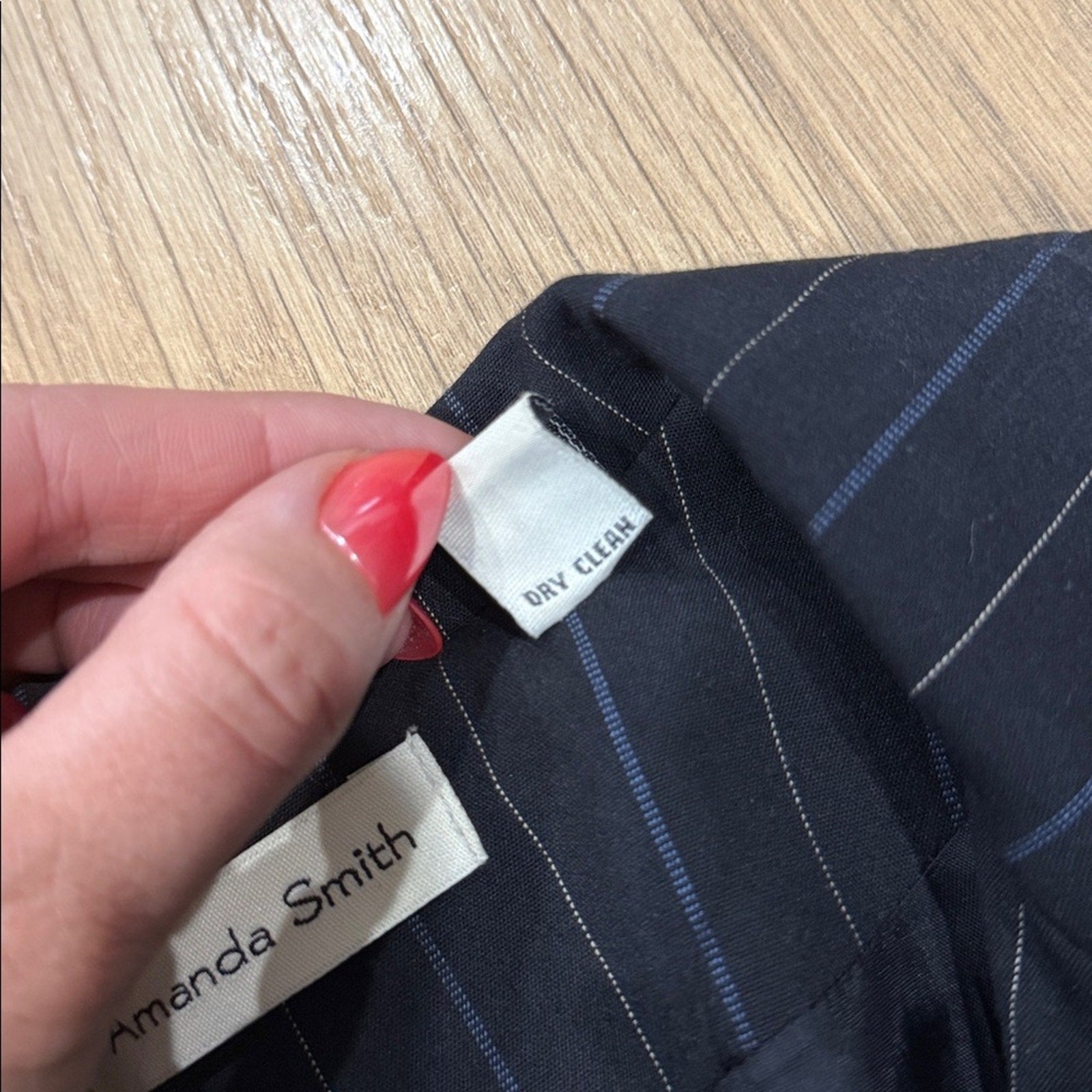 Amanda Smith Button Front Black Pinstripe Blazer Size 16
