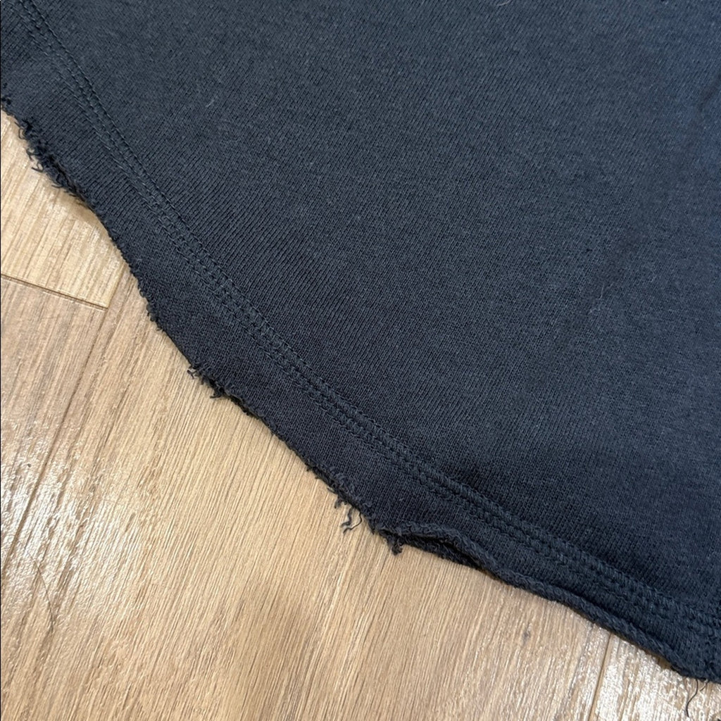 Free People Slouchy Washed Gray Crop Top with Iridescent Sequin Sleeves Size XS