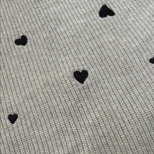 a new day Light Gray Sweater with Black Heart Embroidered Accents Medium