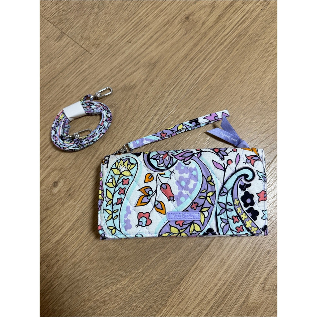 Vera Bradley Pastel Paisley Floral Wristlet - Lavender, Mint, Yellow