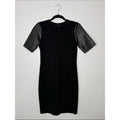 Vince Classic Black Short-Sleeve Sheath Dress w/ Leather Sleeves Size 4
