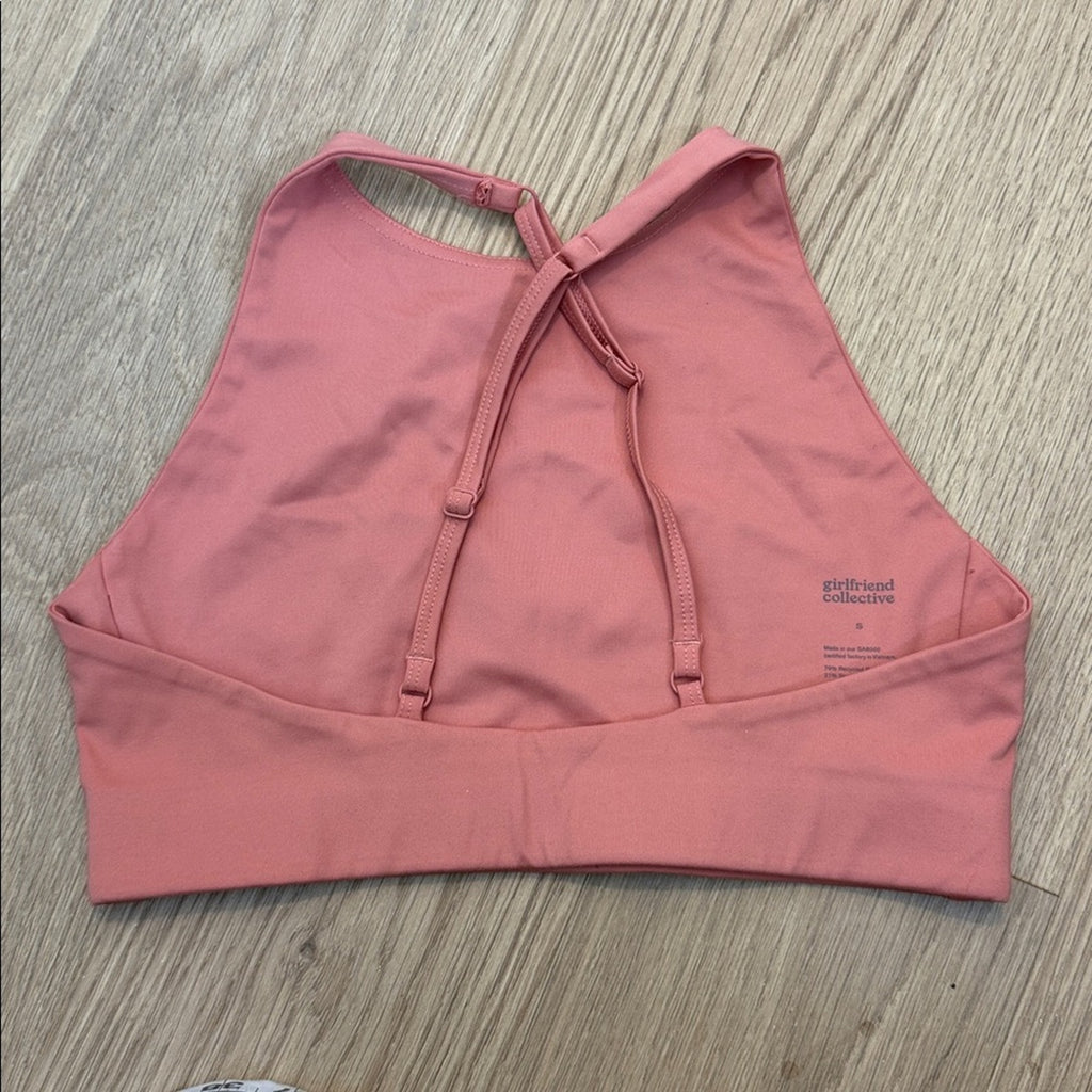 Girlfriend Collective Pink High Neck Sports Bra Size Small