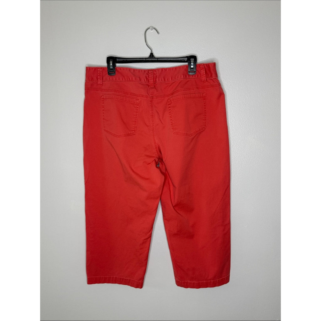 Merona Coral-Red Stretch Casual Pants Cropped Capri Size 16