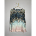 Noracora Long Sleeve Ombre Paisley Print Top in Blue and Pink Size XXL