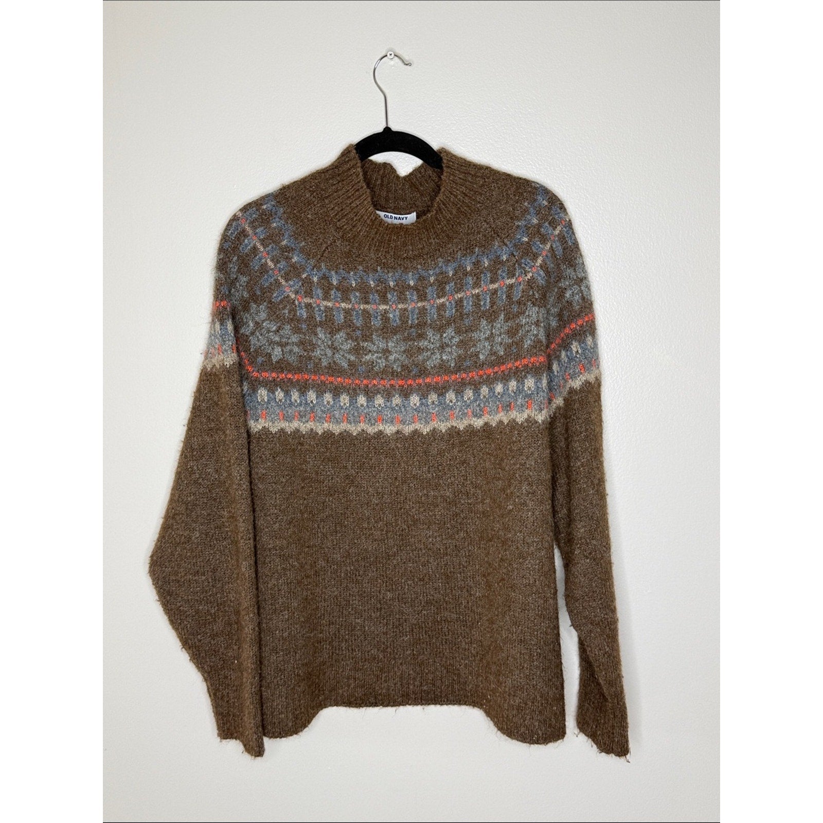 Old Navy Brown Fair Isle Wool-Blend Sweater Size XXL