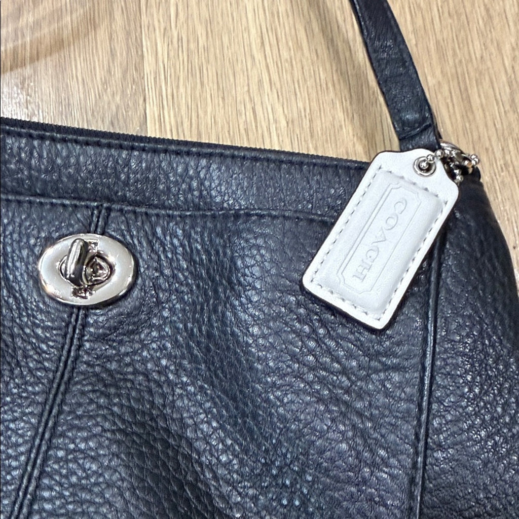 Coach Black Pebbled Leather Swingpack Crossbody Bag