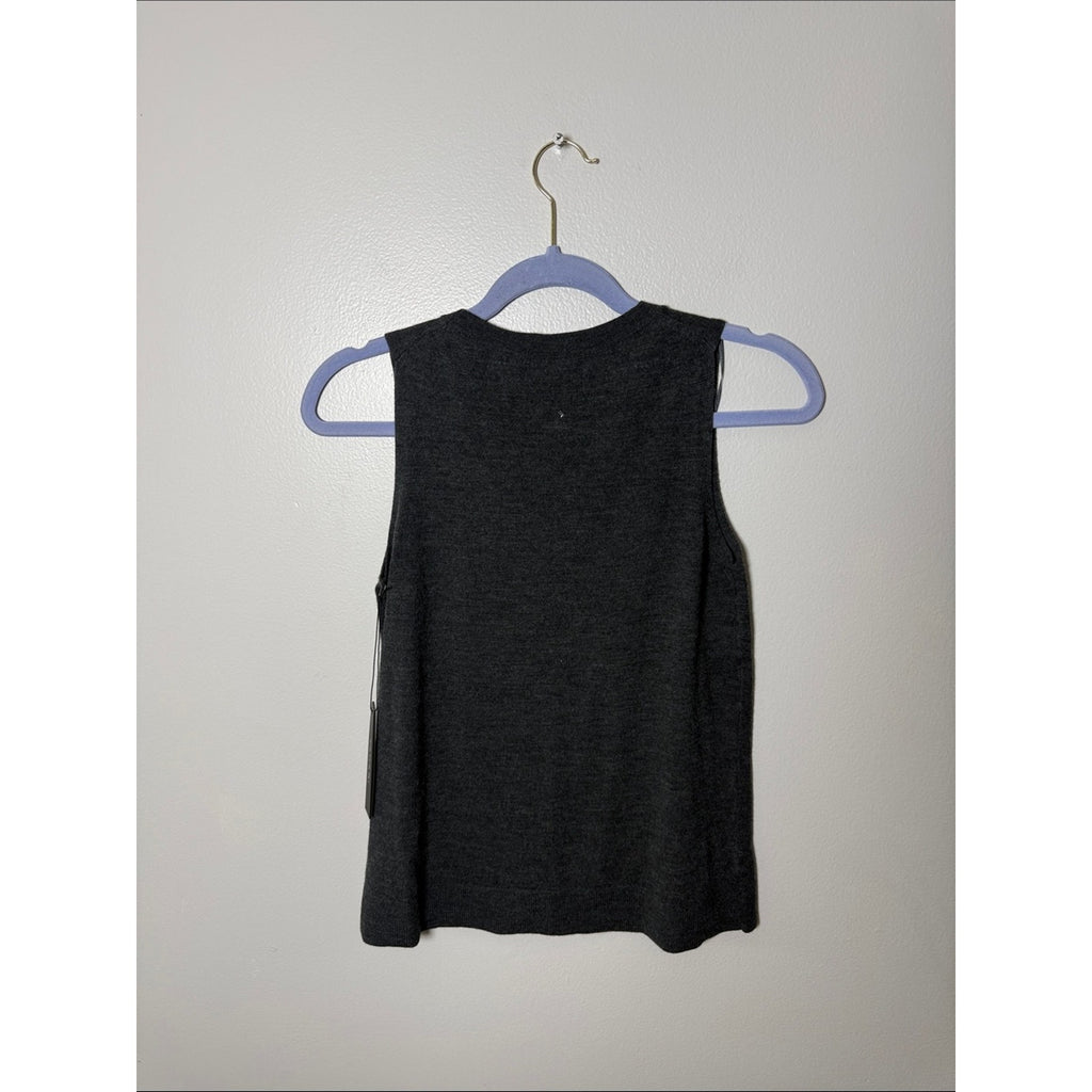 Tahari Dark Charcoal Sleeveless Knit Tank Merino Wool Size Small New!