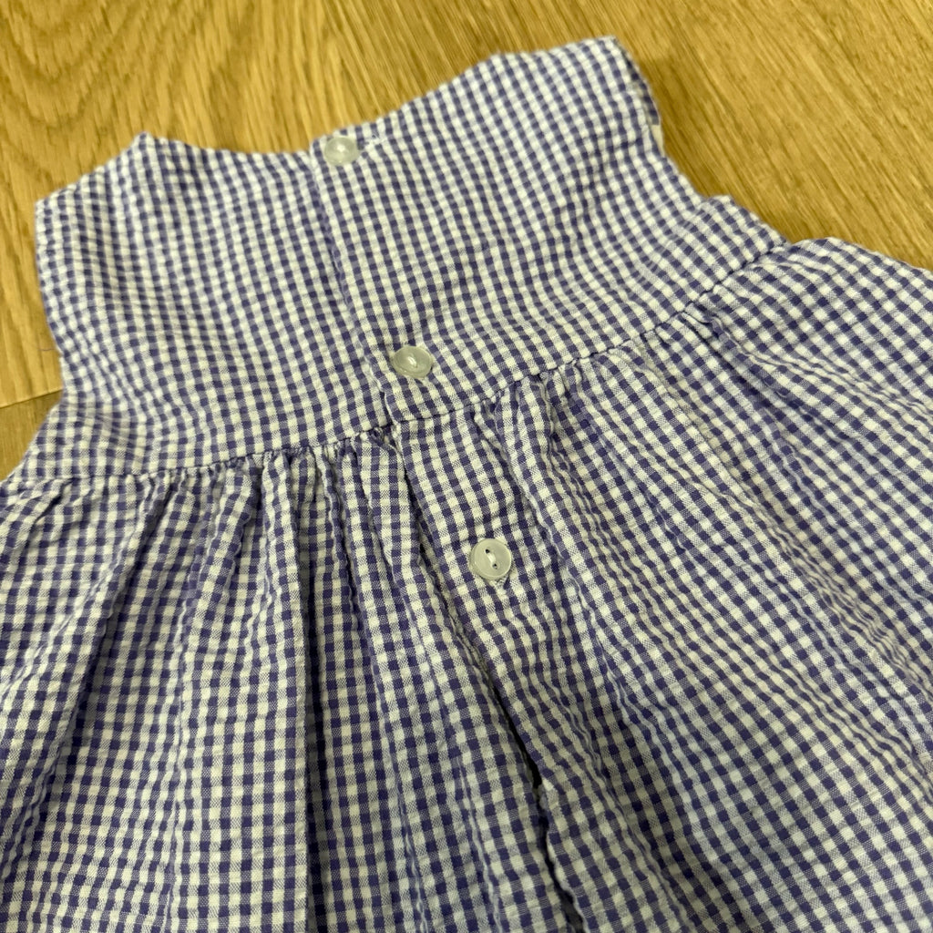 Simply Smock Blue Gingham Smocked Dress with Bicycle Embroidery Size 6 Months
