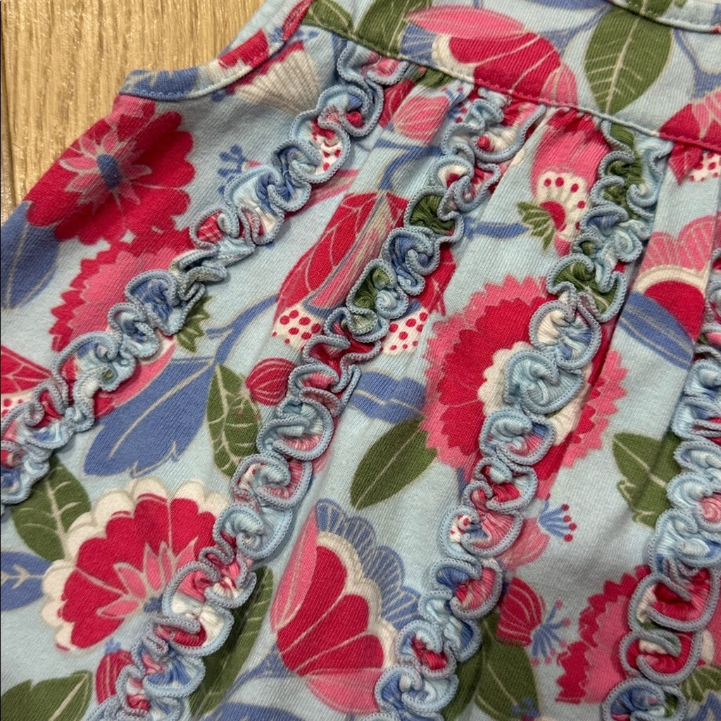Angel Dear Floral Ruffle Dress - Blue and Red Size 6-12 Months