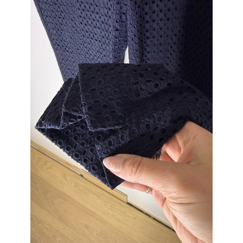 Talbots Navy Eyelet Cropped Pants Size 12