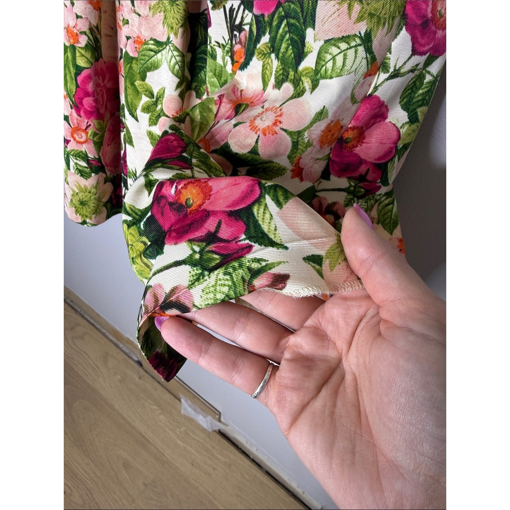 Eliza J Floral A-Line Skirt - Pink, Green & Cream Size 14