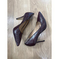 Ann Taylor Dark Brown Snakeskin Embossed Leather Pointed Toe Heels Size 10
