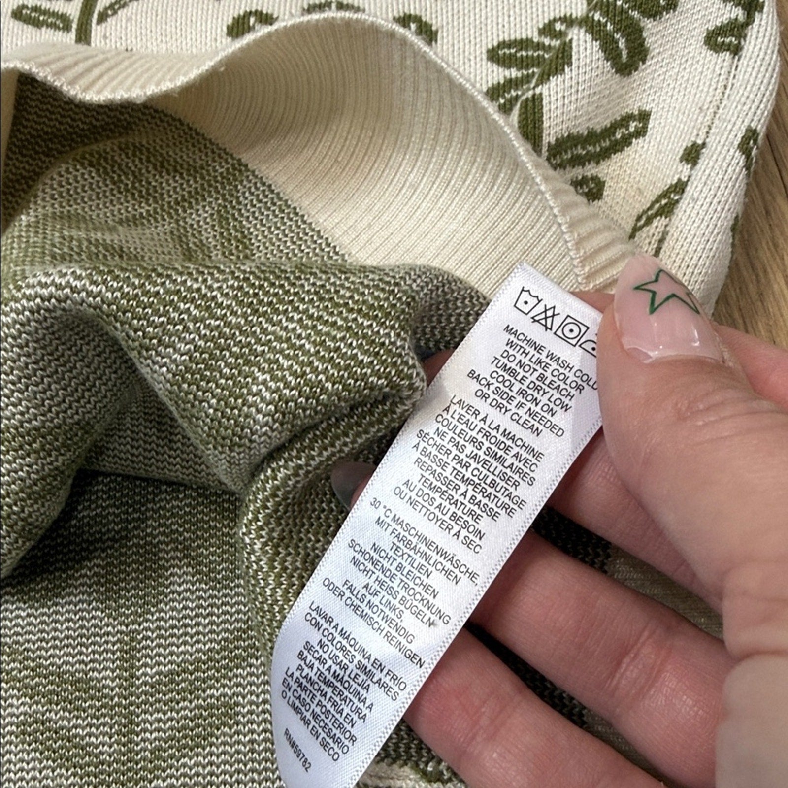 Adrianna Papell Green Floral Jacquard Crew Neck Sweater Size 1X