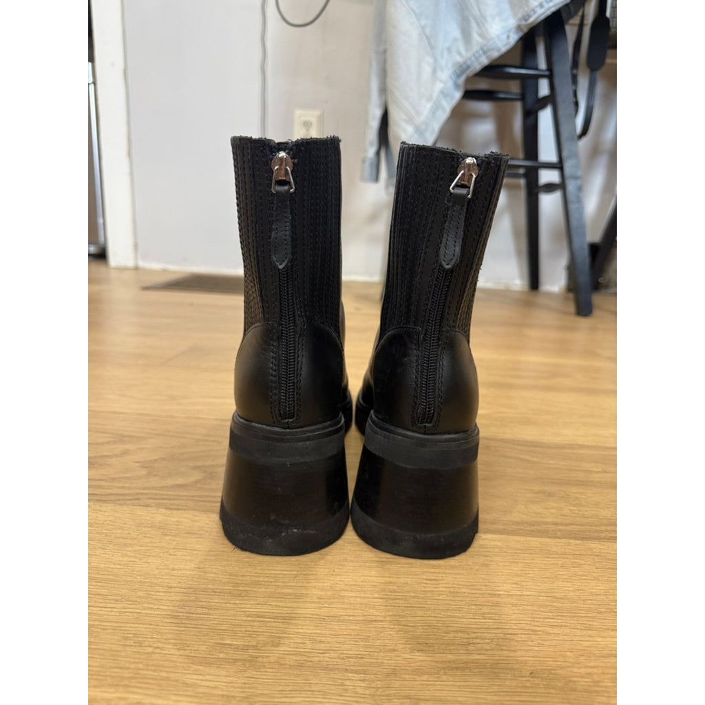 Dolce Vita Martey H2O Black Leather Chunky Heel Chelsea Boots Size 9.5