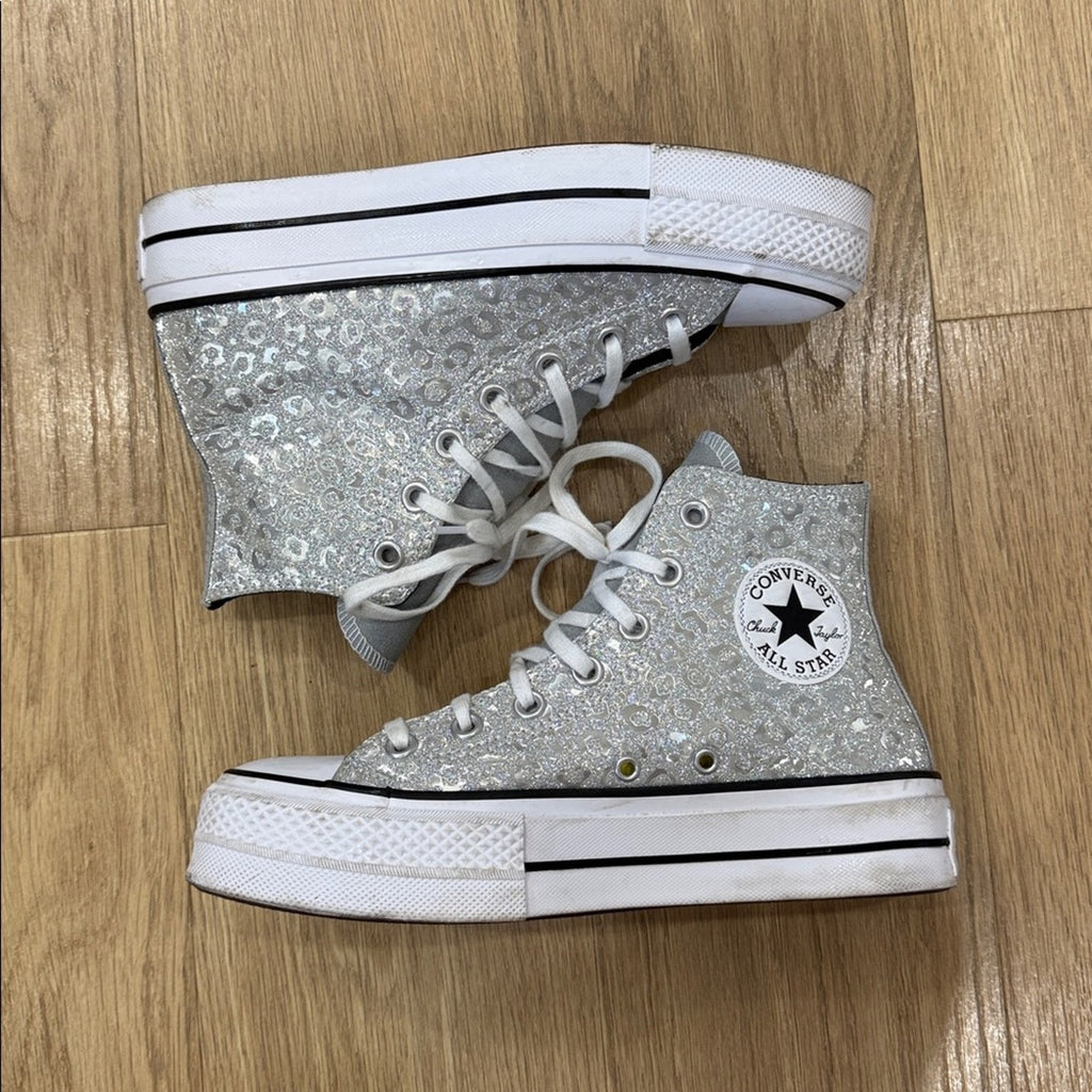 Converse Women's Chuck Taylor All Star Lift Glitter Leopard Print High Tops Sz 7