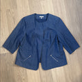 Roz & Ali Denim Blue Blazer Jacket with Zipper Accents Size 2X