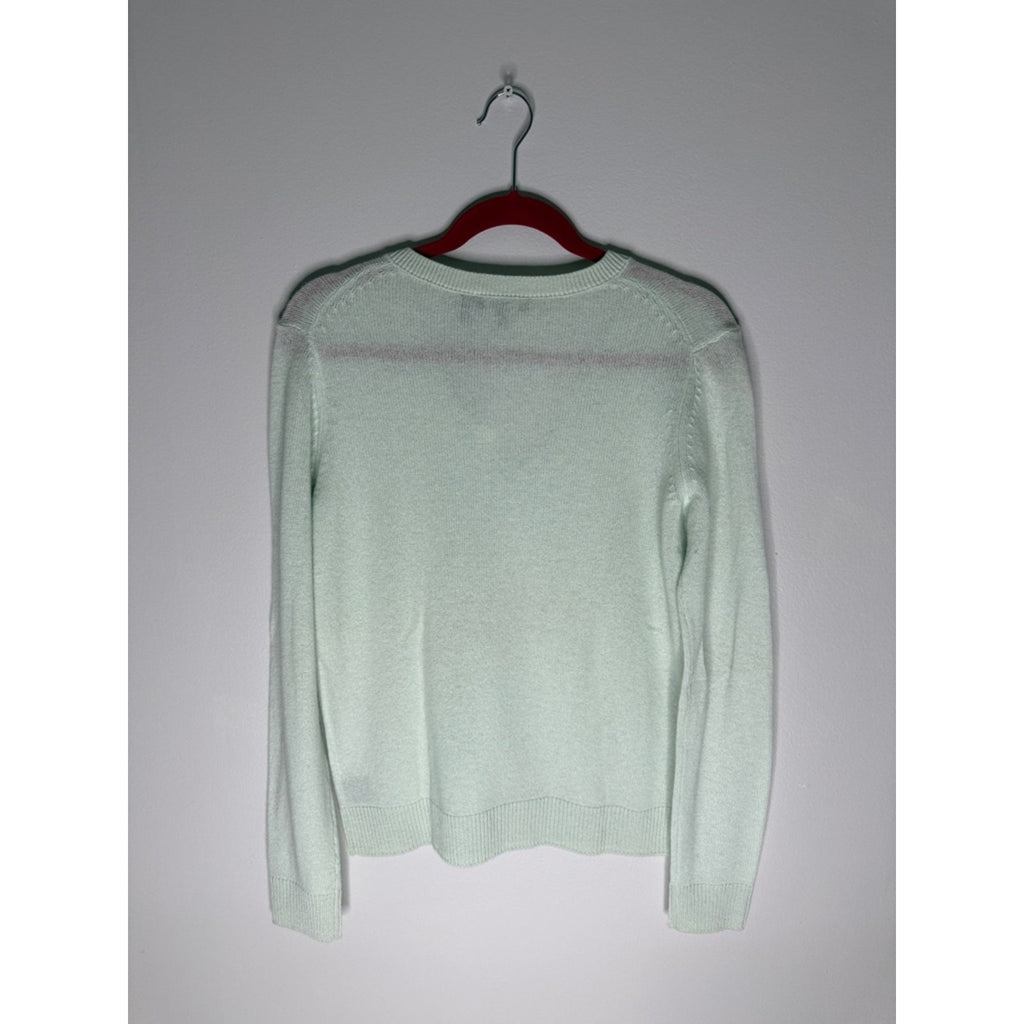 Theory Pale Mint V-Neck Cashmere Sweater Size Large NEW!