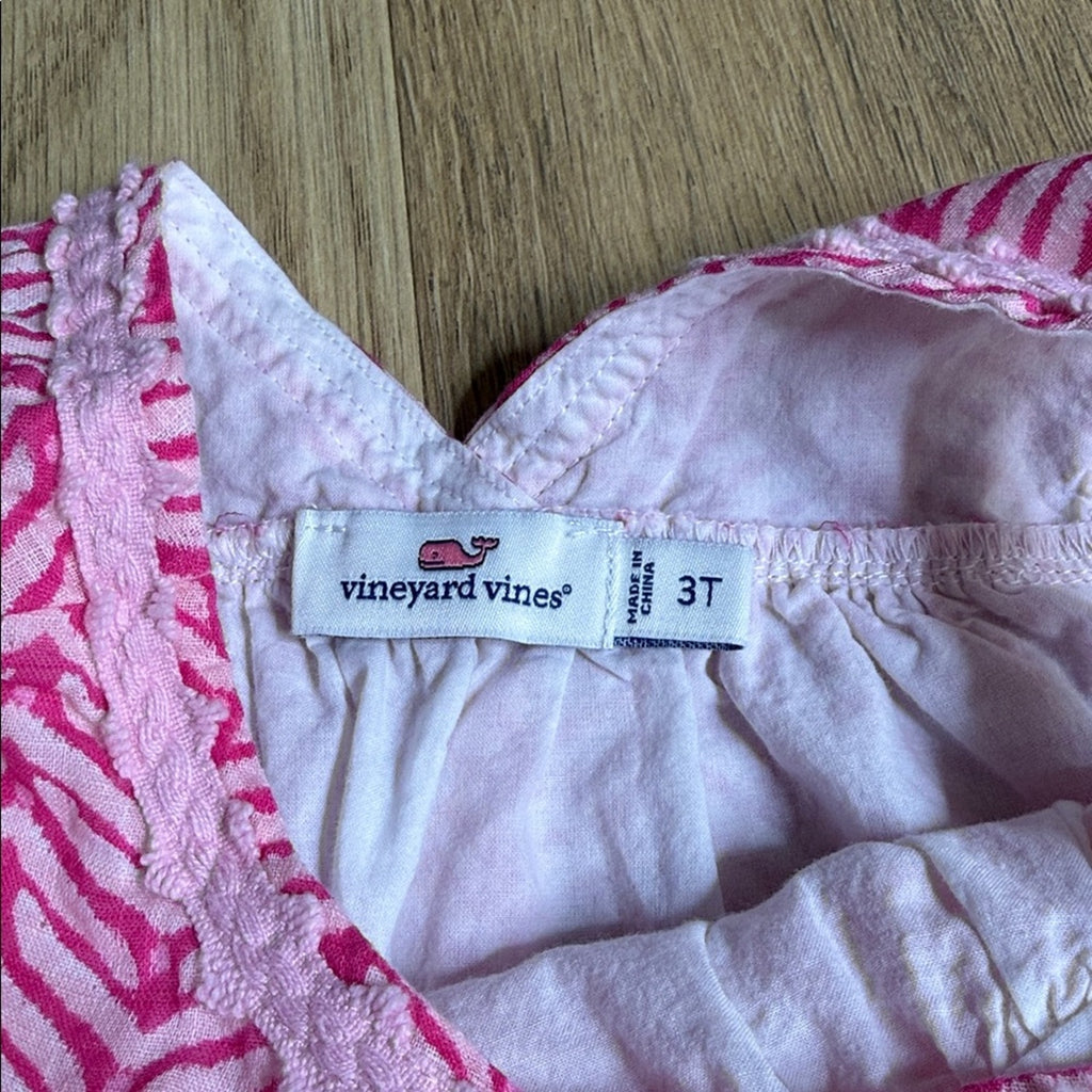 Vineyard Vines Pink and White Patterned Sleeveless Dress Size 3T