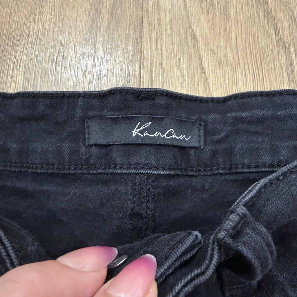 Kancan Women's Black Distressed Cuffed Denim Shorts (Size 5/26)