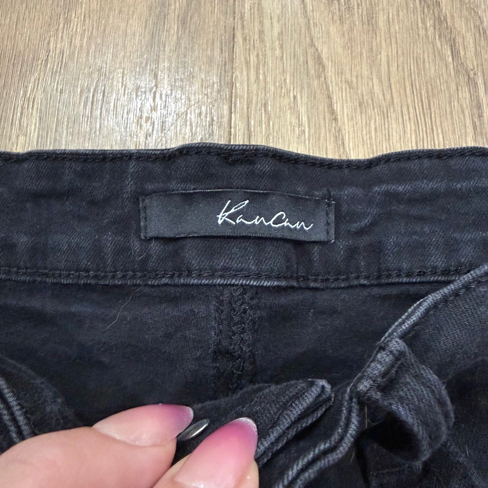 Kancan Women's Black Distressed Cuffed Denim Shorts (Size 5/26)
