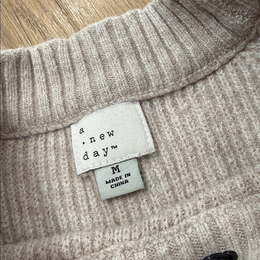 a new day Light Gray Sweater with Black Heart Embroidered Accents Medium