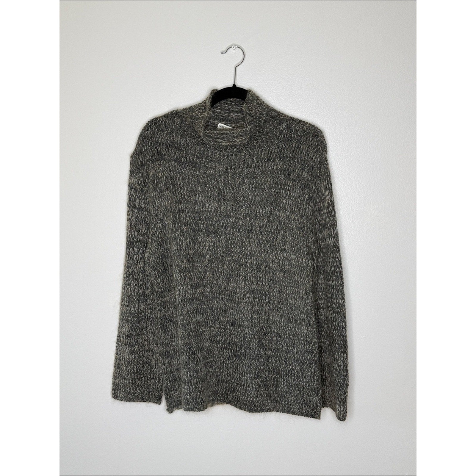 Giorgio Armani Heathered Charcoal Mock Neck Sweater Wool Blend Size 12