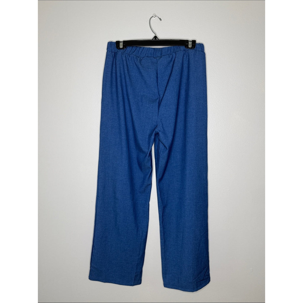 Blue Sleeveless Top and Wide-Leg Pants Set Size Large