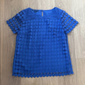 RSVP by Talbots Royal Blue Circle Lace Short Sleeve Blouse Size Small Petite