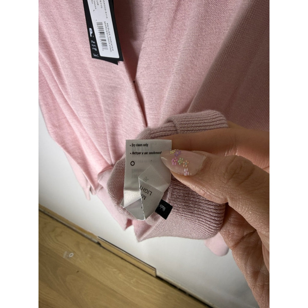PAIGE Keslee Sweater Marled Light Pink V-Neck Faux Wrap Sweater Size Large New
