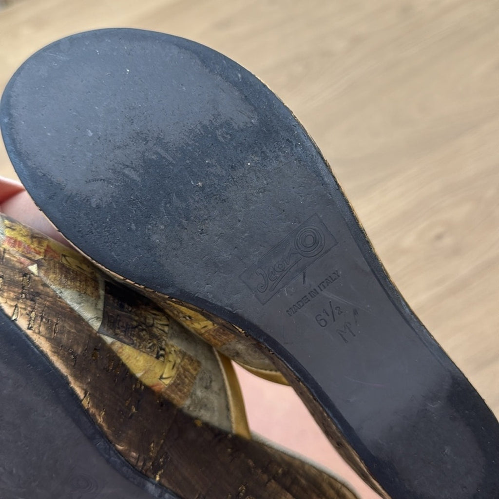 Jeon x Memories of a Geisha Artistic Gold and Brown Mules Size 6.5