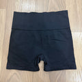 Women's High-Waisted Seamless Ribbed Yoga Shorts – Breathable Athletic Bike Shorts (Black) Size XS