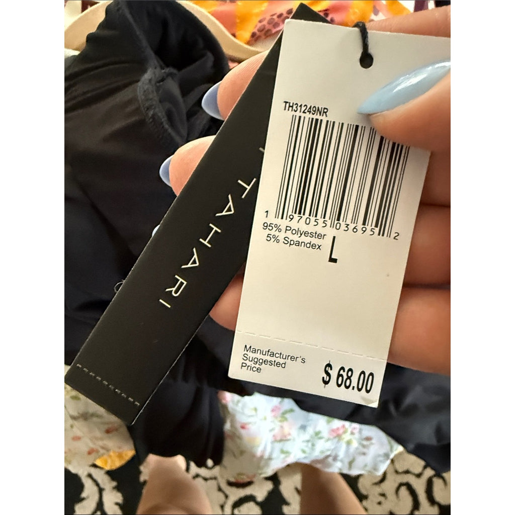 T Tahari Black Pull On Tie-Waist Pants Size Large
