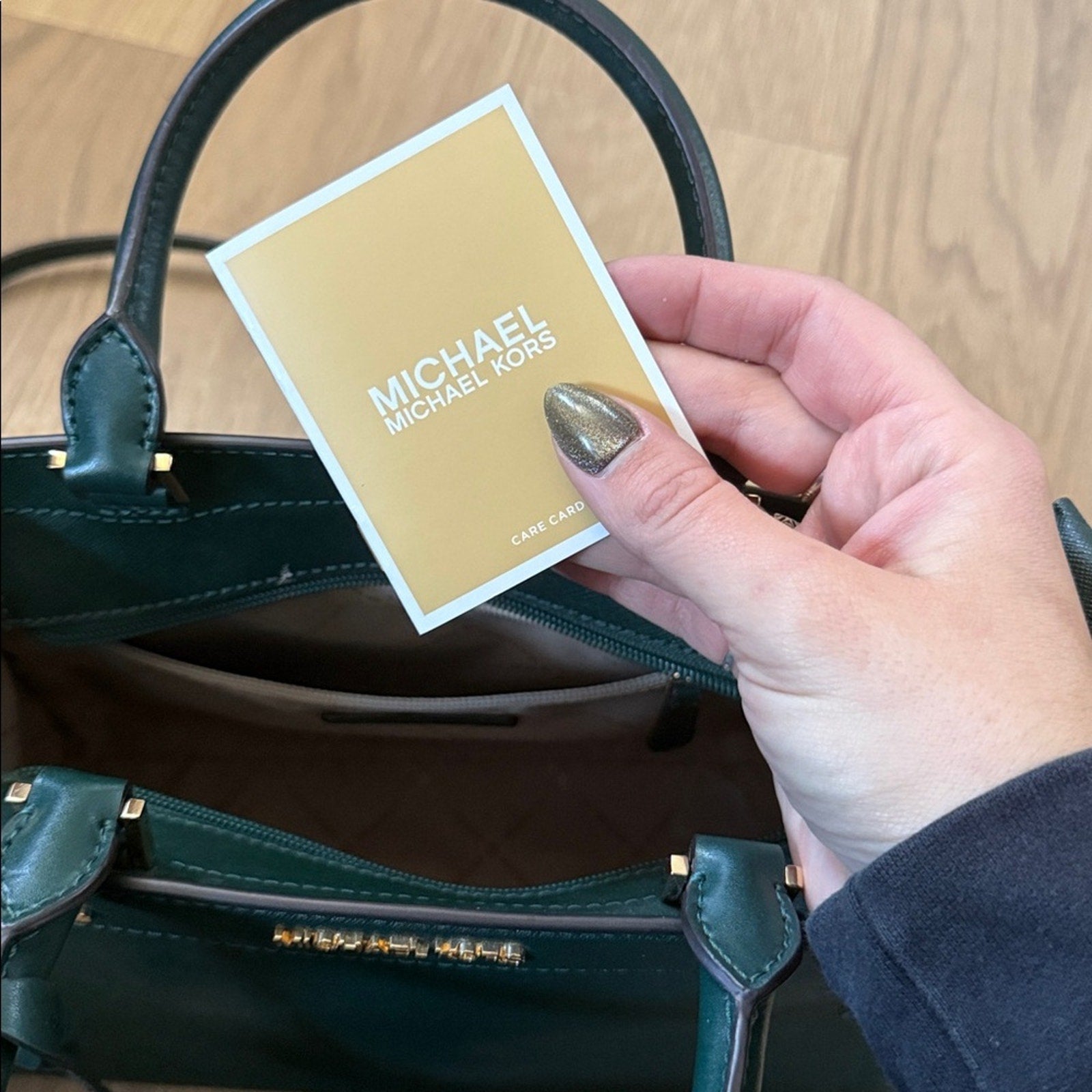 Michael Kors Rayne Medium Saffiano Leather Satchel in Racing Green