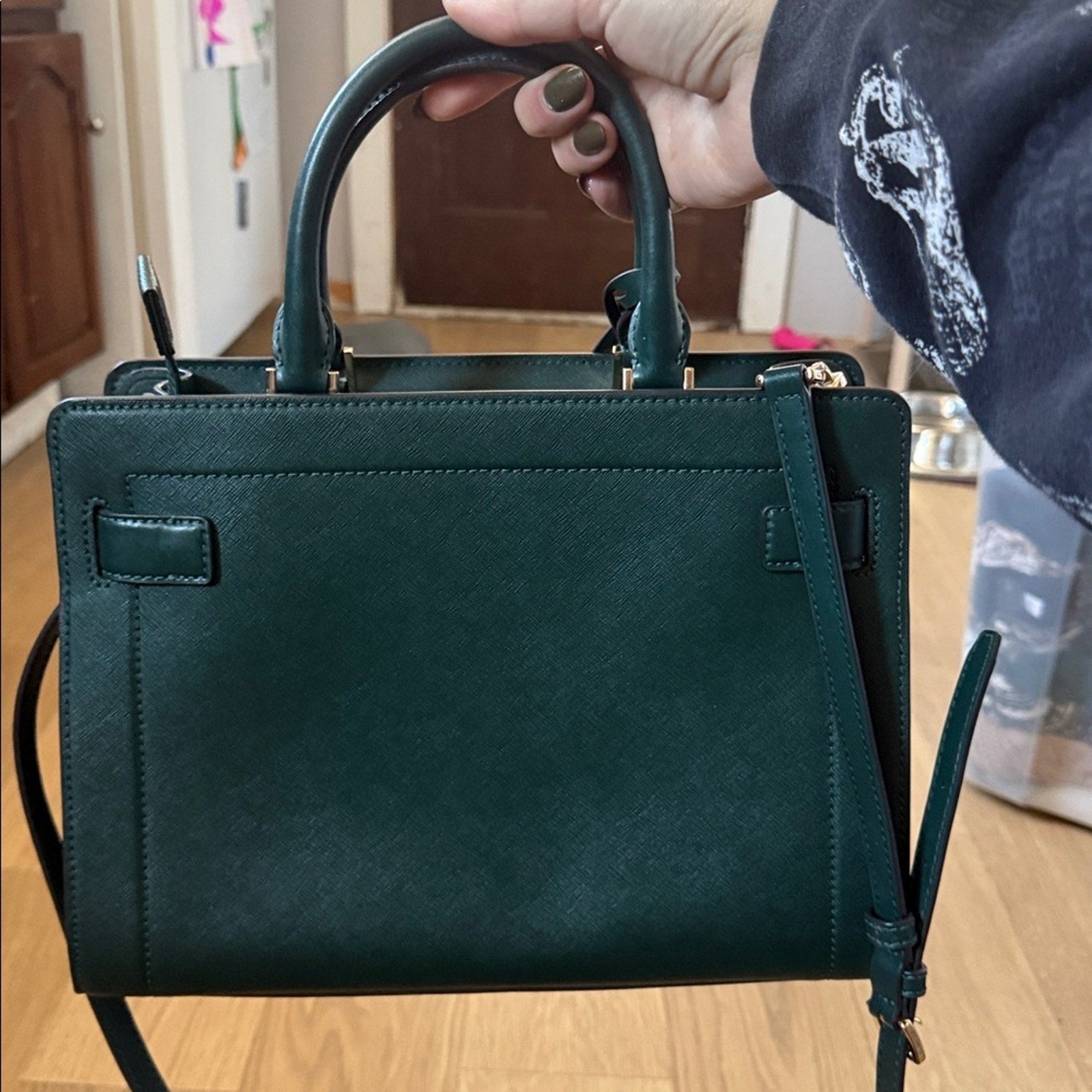 Michael Kors Rayne Medium Saffiano Leather Satchel in Racing Green