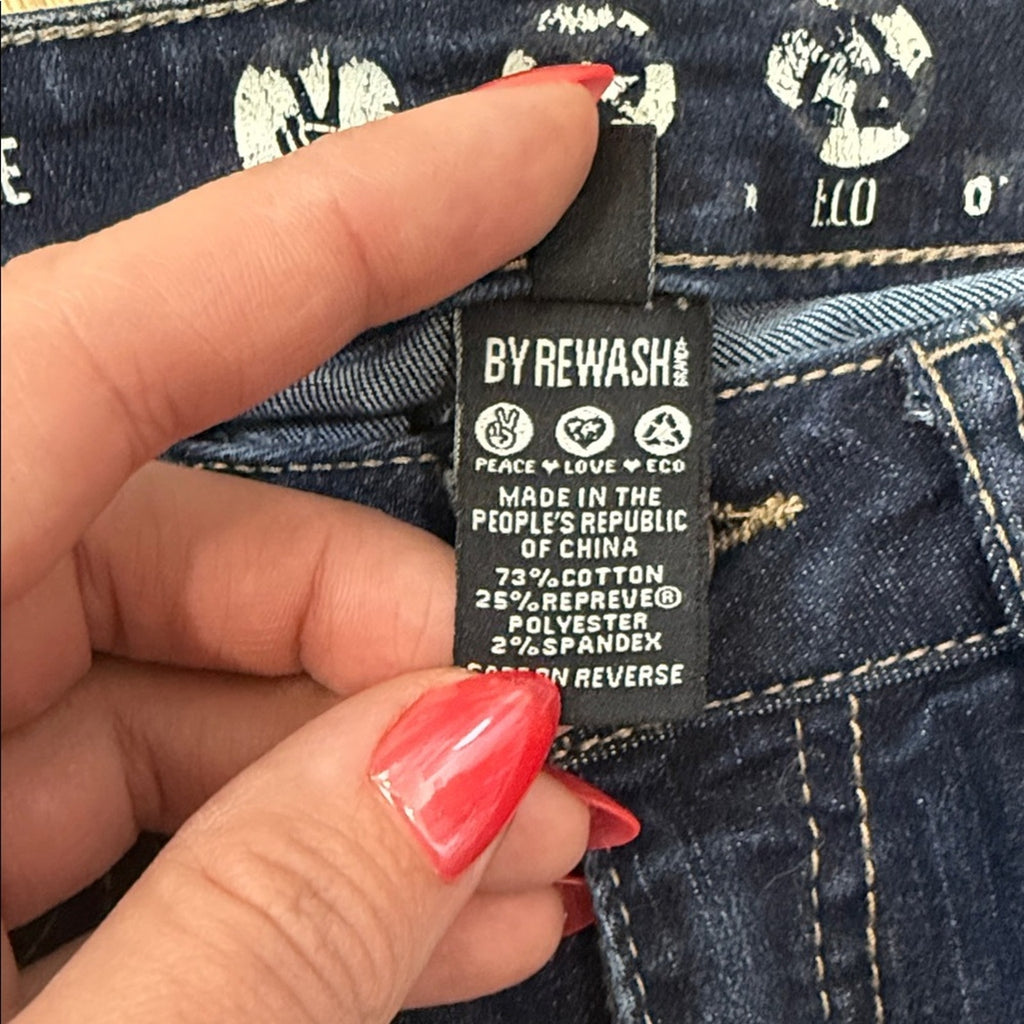 Rewash Classic Rise Dark Blue Distressed Women's Jeans Size 3