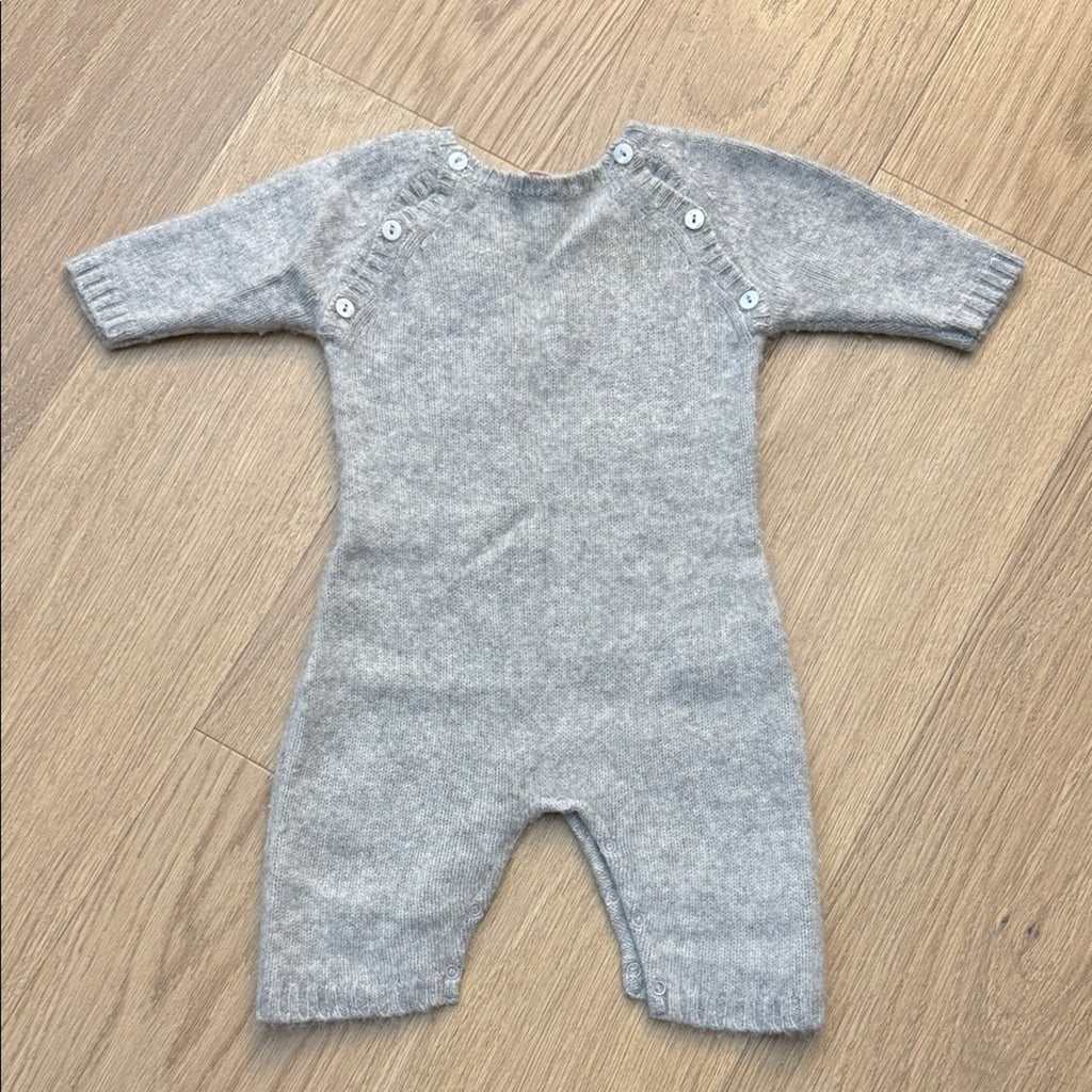 Bonpoint Kids 100% Cashmere One-Piece Playsuit - Heather Gray, Size 1