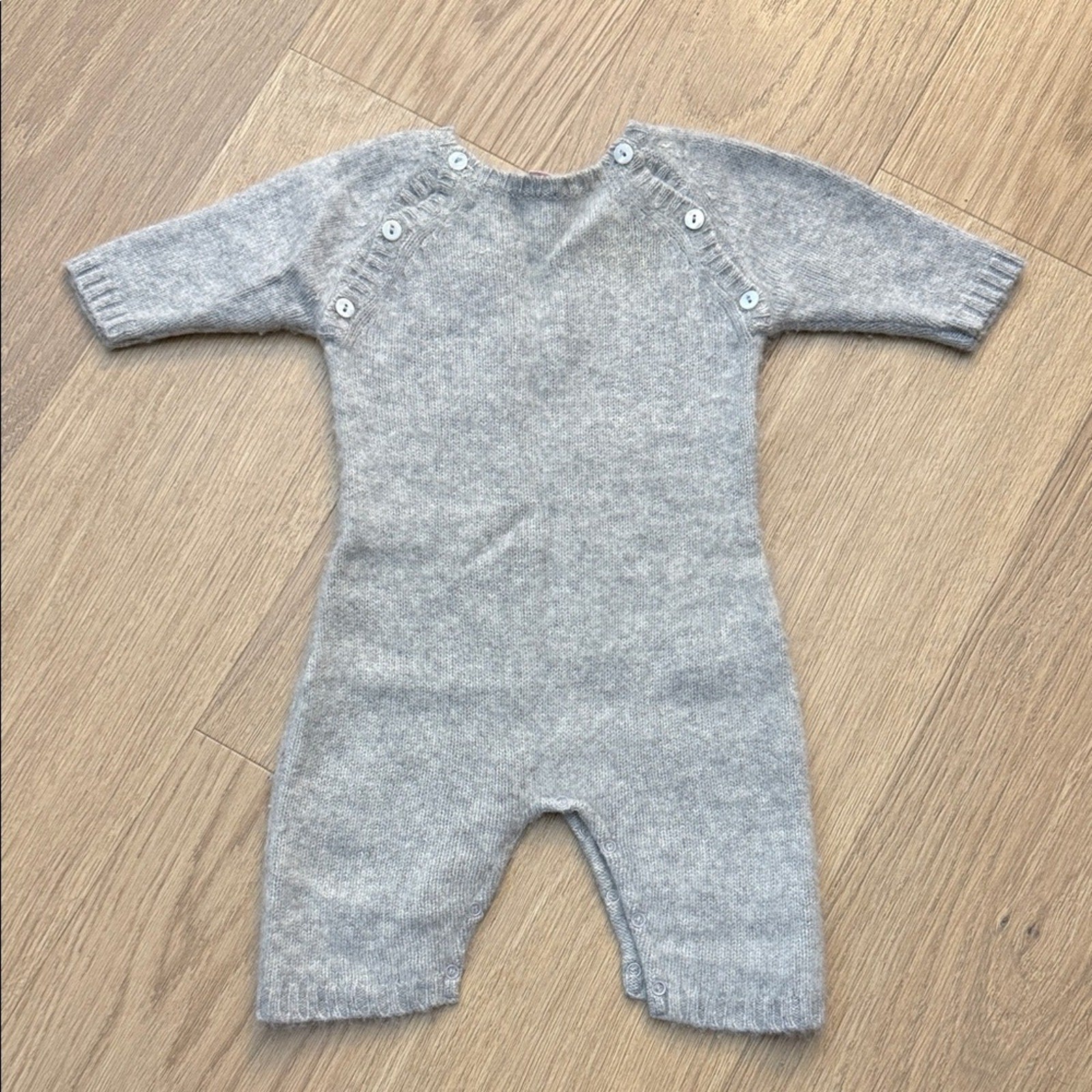 Bonpoint Kids 100% Cashmere One-Piece Playsuit - Heather Gray, Size 1