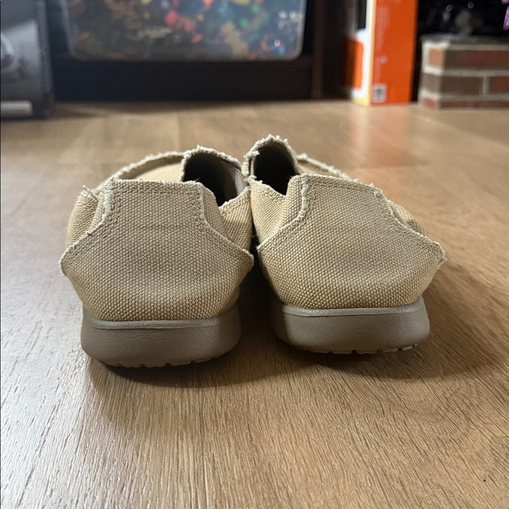 CROCS Men's Santa Cruz Slip-On Loafers in Khaki Canvas Size 11