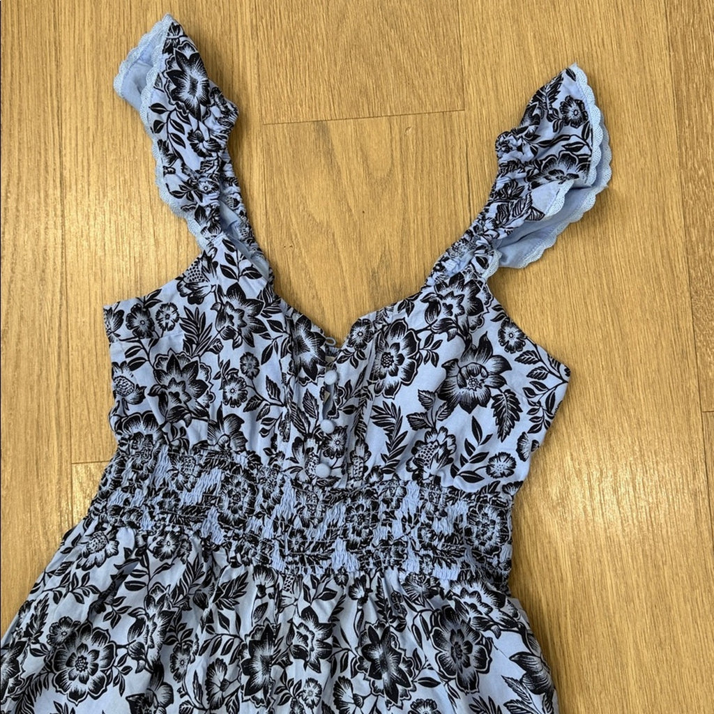 Aerie Floral Patterned Jumpsuit in Blue and Black Size XS NEW!