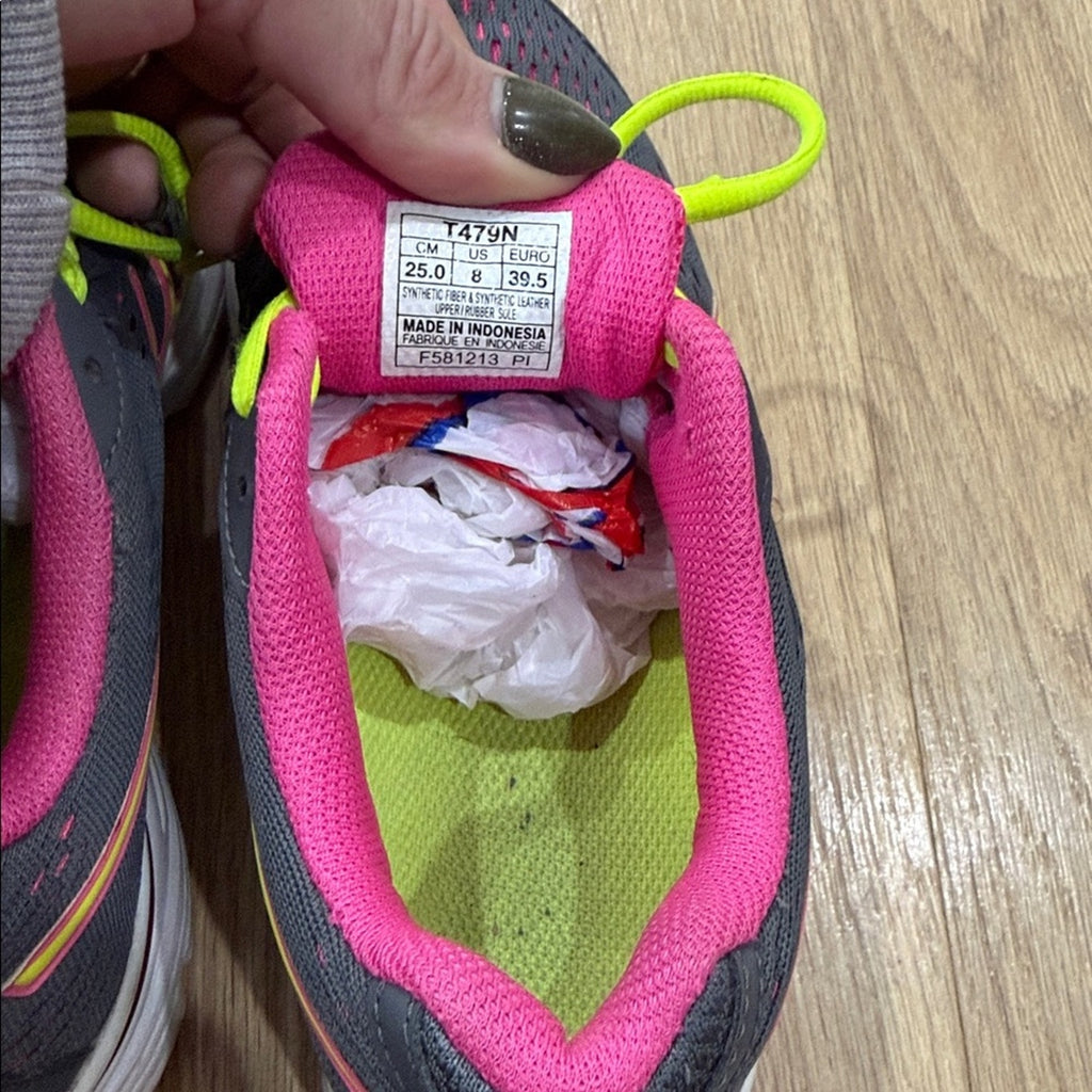 ASICS Gel-Storm 2 Women's Gray and Neon Yellow Athletic Running Shoes Size 8