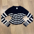 Joie Navy and White Cashmere Striped Scoop Neck Sweater Size XL