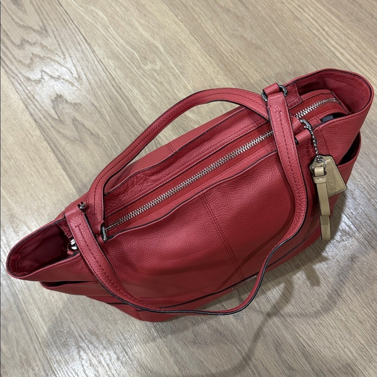 Coach Park Leather Carrie Tote in Melon Pebbled Leather