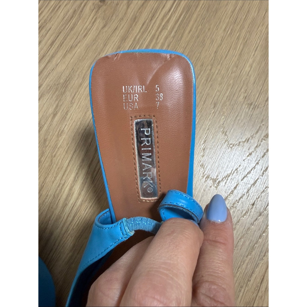Primark Electric Blue Pointed Slingback Heels Size 7