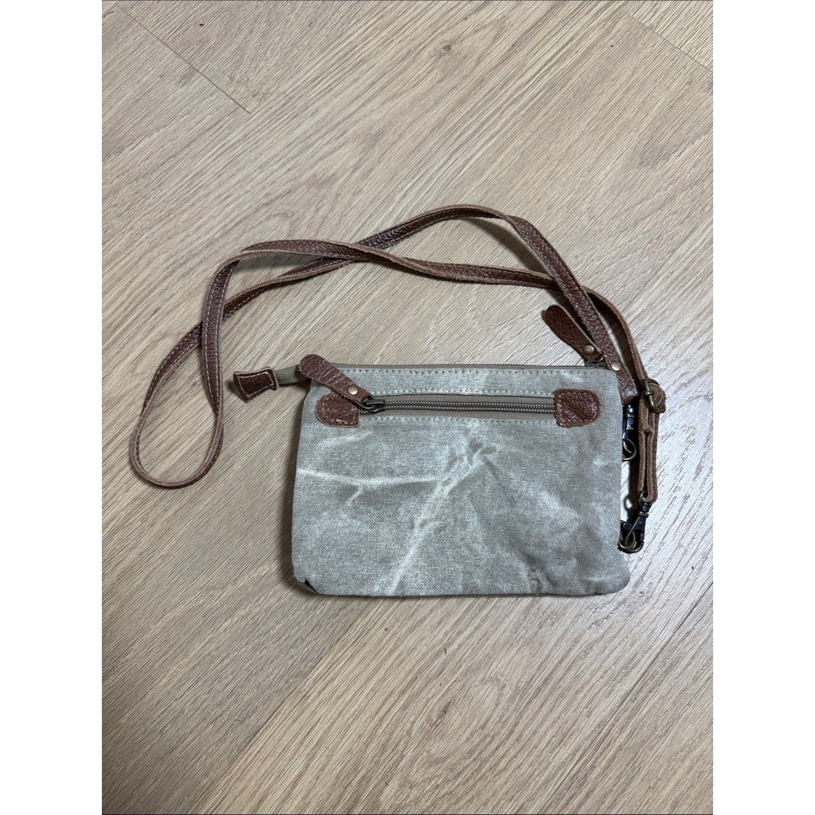 Myra Bag Canvas Crossbody Bag with Leather Strap and Hair-On Patch