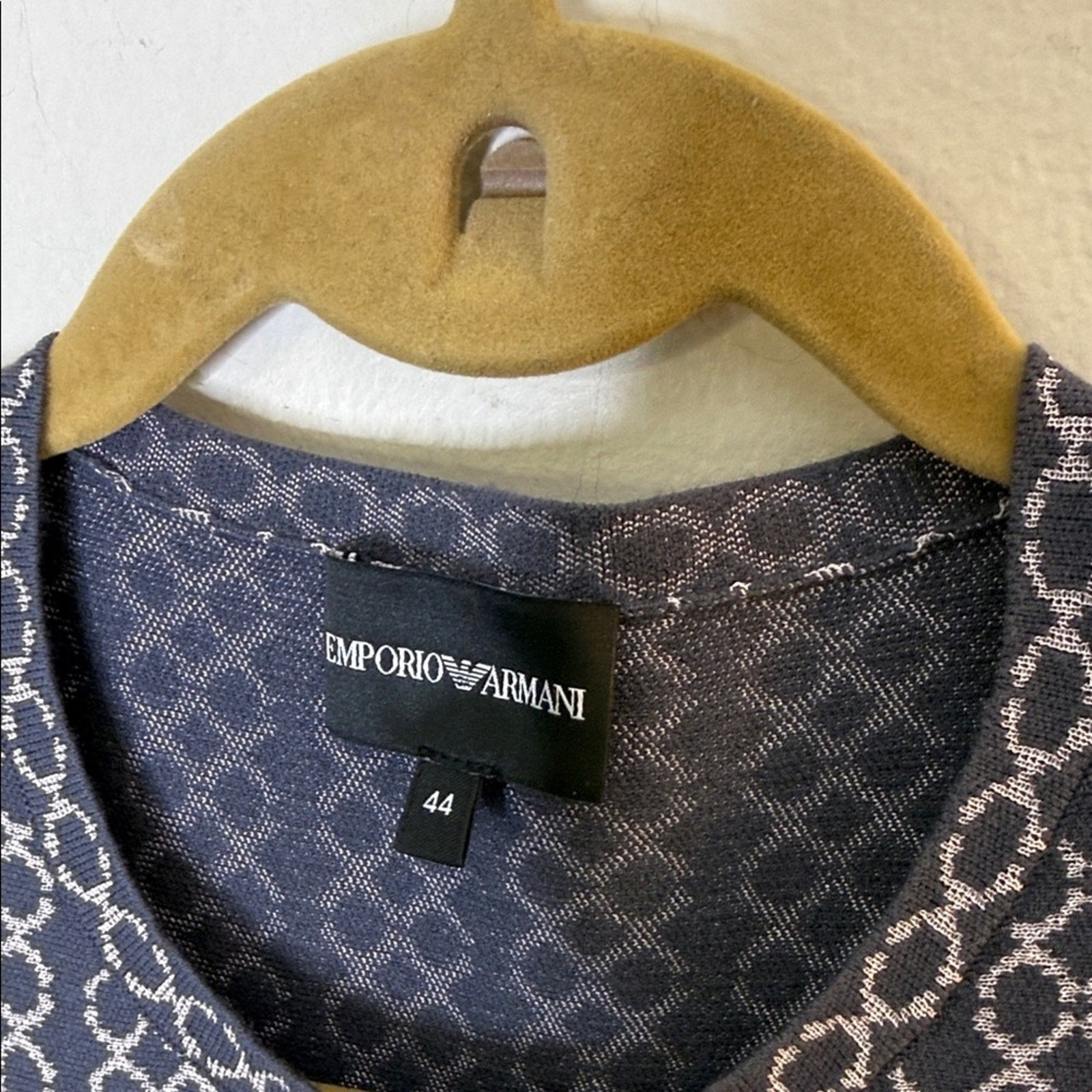 Emporio Armani Geo Pattern Jacquard Jersey Knit A Line Dress Size 44 or 10